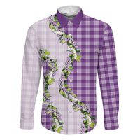 Violet Hawaii Palaka Family Matching Mermaid Dress and Hawaiian Shirt Maile Pikake Honohono Orchid Lei LT05 Daughter's Dress Violet - Polynesian Pride