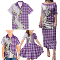 Violet Hawaii Palaka Family Matching Puletasi and Hawaiian Shirt Maile Pikake Honohono Orchid Lei LT05 - Polynesian Pride