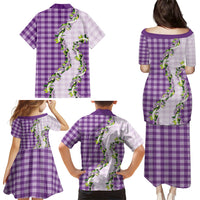 Violet Hawaii Palaka Family Matching Puletasi and Hawaiian Shirt Maile Pikake Honohono Orchid Lei LT05 - Polynesian Pride