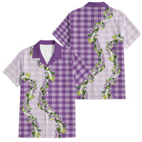 Violet Hawaii Palaka Family Matching Puletasi and Hawaiian Shirt Maile Pikake Honohono Orchid Lei LT05 Dad's Shirt - Short Sleeve Violet - Polynesian Pride