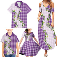 Violet Hawaii Palaka Family Matching Summer Maxi Dress and Hawaiian Shirt Maile Pikake Honohono Orchid Lei LT05 - Polynesian Pride