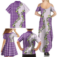 Violet Hawaii Palaka Family Matching Summer Maxi Dress and Hawaiian Shirt Maile Pikake Honohono Orchid Lei LT05 Mom's Dress Violet - Polynesian Pride