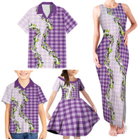 Violet Hawaii Palaka Family Matching Tank Maxi Dress and Hawaiian Shirt Maile Pikake Honohono Orchid Lei LT05 - Polynesian Pride