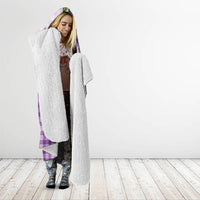Violet Hawaii Palaka Hooded Blanket Maile Pikake Honohono Orchid Lei