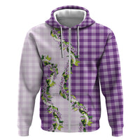 Violet Hawaii Palaka Hoodie Maile Pikake Honohono Orchid Lei