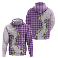 Violet Hawaii Palaka Hoodie Maile Pikake Honohono Orchid Lei