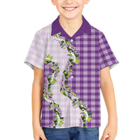Violet Hawaii Palaka Kid Hawaiian Shirt Maile Pikake Honohono Orchid Lei LT05 Kid Violet - Polynesian Pride