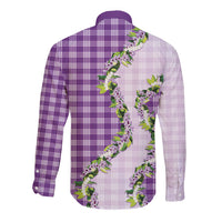 Violet Hawaii Palaka Long Sleeve Button Shirt Maile Pikake Honohono Orchid Lei LT05 - Polynesian Pride