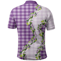 Violet Hawaii Palaka Polo Shirt Maile Pikake Honohono Orchid Lei LT05 - Polynesian Pride