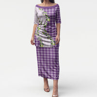 Violet Hawaii Palaka Puletasi Maile Pikake Honohono Orchid Lei LT05 Long Dress Violet - Polynesian Pride