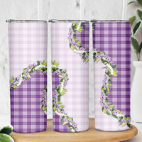 Violet Hawaii Palaka Skinny Tumbler Maile Pikake Honohono Orchid Lei