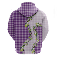 Violet Hawaii Palaka Zip Hoodie Maile Pikake Honohono Orchid Lei