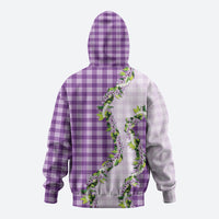 Violet Hawaii Palaka Zip Hoodie Maile Pikake Honohono Orchid Lei LT05 - Polynesian Pride