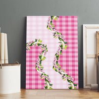 Pink Hawaii Palaka Canvas Wall Art Maile Pikake Honohono Orchid Lei