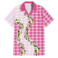 Pink Hawaii Palaka Family Matching Mermaid Dress and Hawaiian Shirt Maile Pikake Honohono Orchid Lei LT05 Dad's Shirt - Short Sleeve Pink - Polynesian Pride