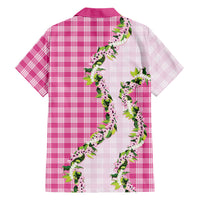 Pink Hawaii Palaka Family Matching Mermaid Dress and Hawaiian Shirt Maile Pikake Honohono Orchid Lei LT05 Dad's Shirt - Long Sleeve Pink - Polynesian Pride