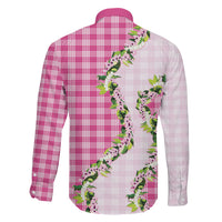 Pink Hawaii Palaka Family Matching Off Shoulder Short Dress and Hawaiian Shirt Maile Pikake Honohono Orchid Lei LT05 Son's Shirt Pink - Polynesian Pride