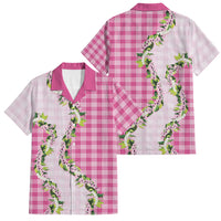 Pink Hawaii Palaka Family Matching Puletasi and Hawaiian Shirt Maile Pikake Honohono Orchid Lei LT05 Dad's Shirt - Short Sleeve Pink - Polynesian Pride