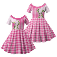 Pink Hawaii Palaka Family Matching Puletasi and Hawaiian Shirt Maile Pikake Honohono Orchid Lei LT05 Daughter's Dress Pink - Polynesian Pride
