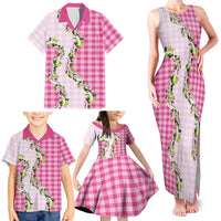 Pink Hawaii Palaka Family Matching Tank Maxi Dress and Hawaiian Shirt Maile Pikake Honohono Orchid Lei LT05 - Polynesian Pride