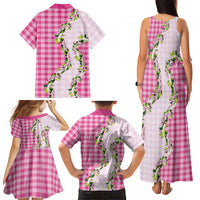 Pink Hawaii Palaka Family Matching Tank Maxi Dress and Hawaiian Shirt Maile Pikake Honohono Orchid Lei LT05 - Polynesian Pride