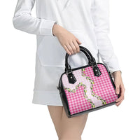 Pink Hawaii Palaka Shoulder Handbag Maile Pikake Honohono Orchid Lei