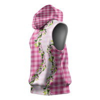 Pink Hawaii Palaka Sleeveless Hoodie Maile Pikake Honohono Orchid Lei