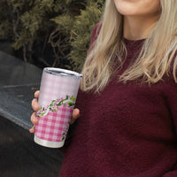 Pink Hawaii Palaka Tumbler Cup Maile Pikake Honohono Orchid Lei