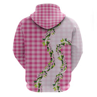 Pink Hawaii Palaka Zip Hoodie Maile Pikake Honohono Orchid Lei