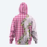 Pink Hawaii Palaka Zip Hoodie Maile Pikake Honohono Orchid Lei