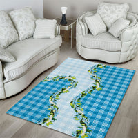 Blue Hawaii Palaka Area Rug Maile Pikake Honohono Orchid Lei LT05 - Polynesian Pride
