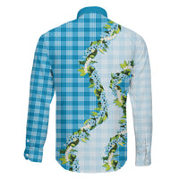 Blue Hawaii Palaka Family Matching Long Sleeve Bodycon Dress and Hawaiian Shirt Maile Pikake Honohono Orchid Lei LT05 Son's Shirt Blue - Polynesian Pride