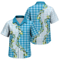 Blue Hawaii Palaka Family Matching Off The Shoulder Long Sleeve Dress and Hawaiian Shirt Maile Pikake Honohono Orchid Lei LT05 Son's Shirt Blue - Polynesian Pride