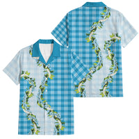Blue Hawaii Palaka Family Matching Summer Maxi Dress and Hawaiian Shirt Maile Pikake Honohono Orchid Lei LT05 Dad's Shirt - Short Sleeve Blue - Polynesian Pride