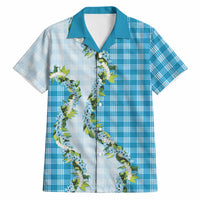 Blue Hawaii Palaka Hawaiian Shirt Maile Pikake Honohono Orchid Lei LT05 Blue - Polynesian Pride