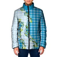 Blue Hawaii Palaka Padded Jacket Maile Pikake Honohono Orchid Lei LT05 Men Blue - Polynesian Pride