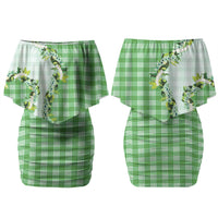 Green Hawaii Palaka Couples Matching Off Shoulder Short Dress and Hawaiian Shirt Maile Pikake Honohono Orchid Lei LT05 - Polynesian Pride