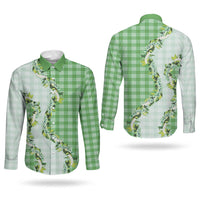 Green Hawaii Palaka Couples Matching Summer Maxi Dress and Long Sleeve Button Shirt Maile Pikake Honohono Orchid Lei LT05 - Polynesian Pride