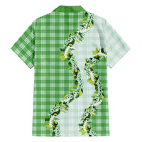 Green Hawaii Palaka Family Matching Long Sleeve Bodycon Dress and Hawaiian Shirt Maile Pikake Honohono Orchid Lei LT05 Dad's Shirt - Long Sleeve Green - Polynesian Pride