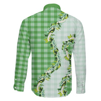 Green Hawaii Palaka Family Matching Off The Shoulder Long Sleeve Dress and Hawaiian Shirt Maile Pikake Honohono Orchid Lei LT05 Son's Shirt Green - Polynesian Pride