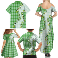 Green Hawaii Palaka Family Matching Summer Maxi Dress and Hawaiian Shirt Maile Pikake Honohono Orchid Lei LT05 Mom's Dress Green - Polynesian Pride
