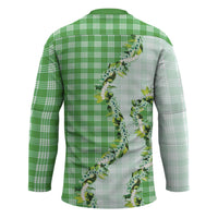 Green Hawaii Palaka Hockey Jersey Maile Pikake Honohono Orchid Lei