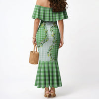 Green Hawaii Palaka Mermaid Dress Maile Pikake Honohono Orchid Lei LT05 - Polynesian Pride