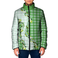 Green Hawaii Palaka Padded Jacket Maile Pikake Honohono Orchid Lei LT05 Men Green - Polynesian Pride