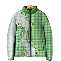Green Hawaii Palaka Padded Jacket Maile Pikake Honohono Orchid Lei LT05 - Polynesian Pride