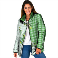Green Hawaii Palaka Padded Jacket Maile Pikake Honohono Orchid Lei LT05 Women Green - Polynesian Pride