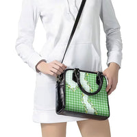 Green Hawaii Palaka Shoulder Handbag Maile Pikake Honohono Orchid Lei