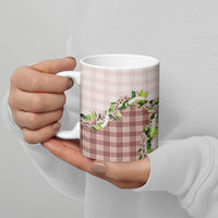 Mocha Hawaii Palaka Ceramic Mug Maile Pikake Honohono Orchid Lei