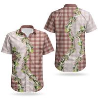 Mocha Hawaii Palaka Couples Matching Off Shoulder Maxi Dress and Hawaiian Shirt Maile Pikake Honohono Orchid Lei LT05 - Polynesian Pride