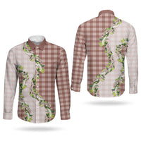 Mocha Hawaii Palaka Couples Matching Tank Maxi Dress and Long Sleeve Button Shirt Maile Pikake Honohono Orchid Lei LT05 - Polynesian Pride